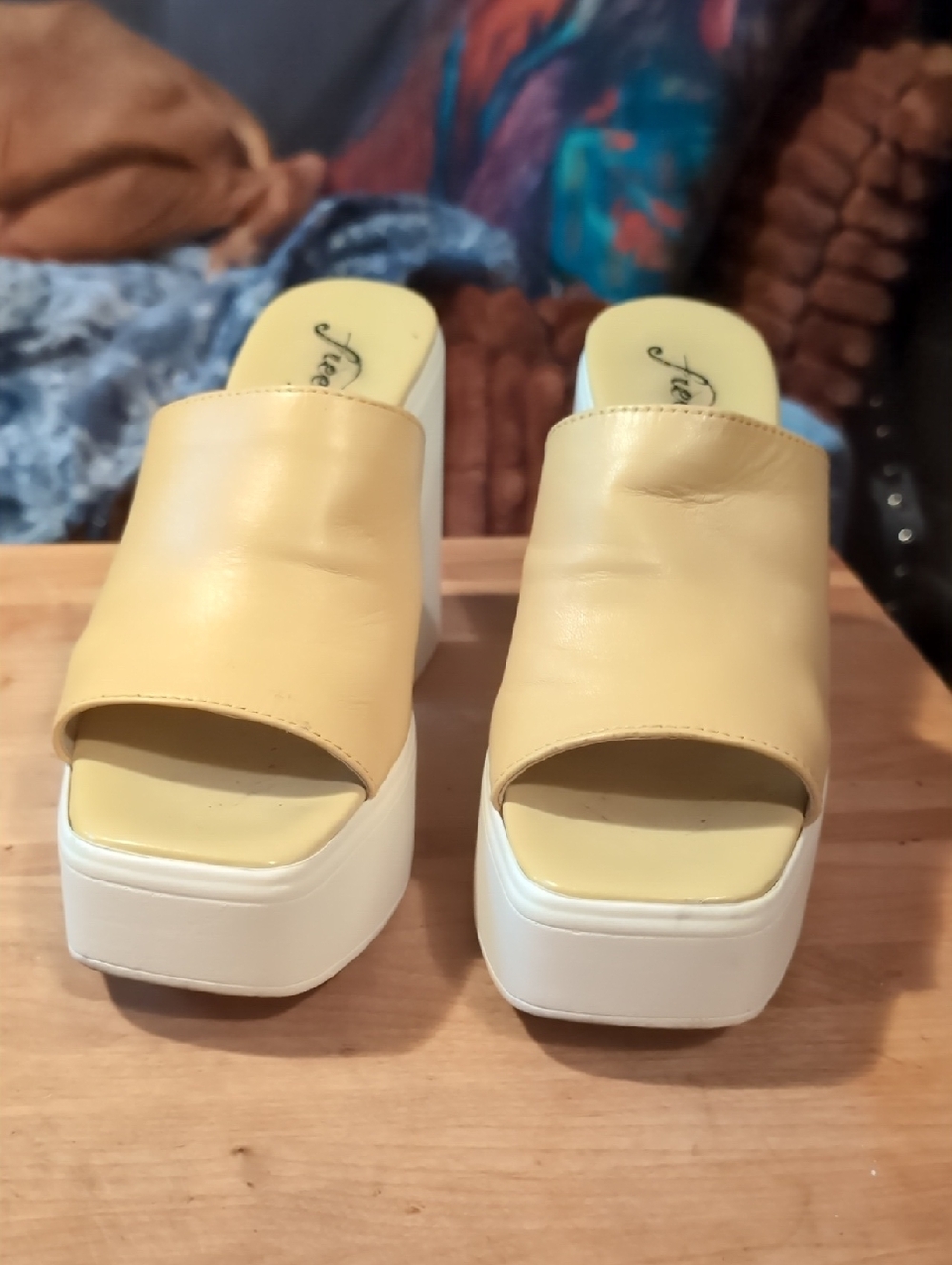 Platform Mule Sandals in Pale Yellow by Free People